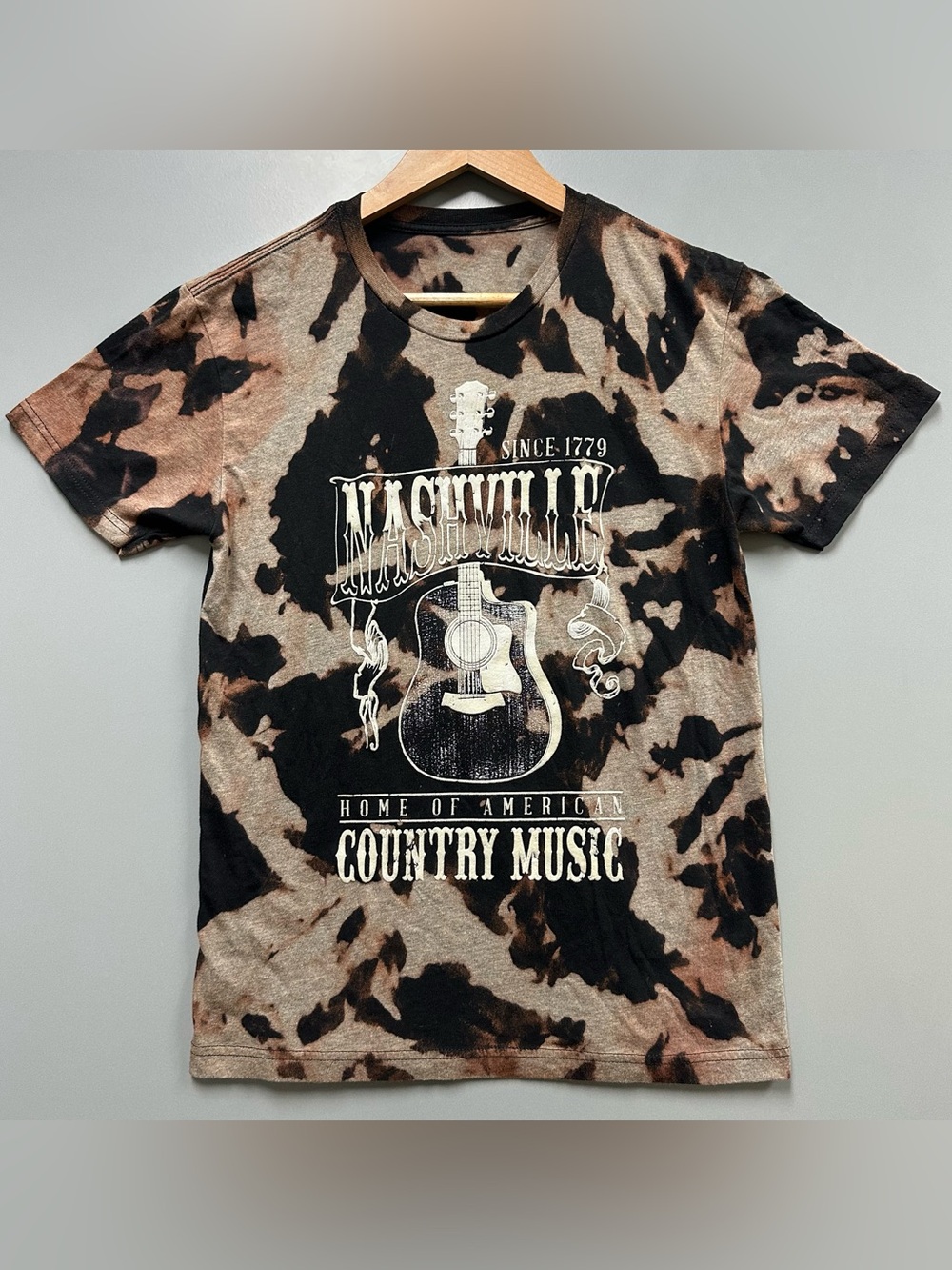 Nashville The Home of Country Music Men's Small T-Shirt Custom Tie-dye Graphic T
